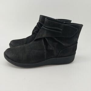 Clarks Cloudsteppers Booties Sillian Tana Black Side Zip Size 5.5